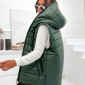 Modna pikowana kamizelka z kapturem - Stayhere